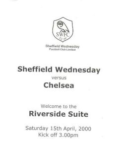 Sheffield Wednesday v Chelsea menu 15/04/2000