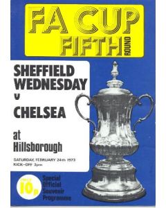 Sheffield Wednesday vChelsea official programme 24/02/1973