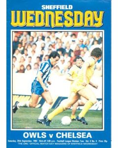 Sheffield Wednwsday vChelsea official programme 25/09/1982