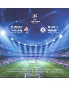 Shakhtar Donetsk v Chelsea official programme 23/10/2012 Champions League
