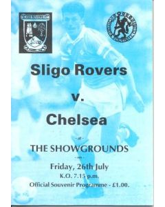 Sligo Rovers vChelsea official programme 26/07/1991