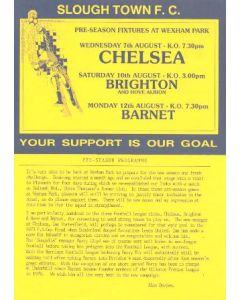 Slough Town vChelsea official programme 07/08/1991