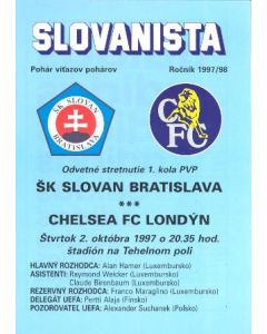 Slovan, Bratislava vChelsea official programme 02/10/1997 in Slovakian