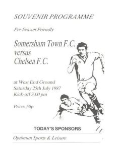 Somersham Town vChelsea official programme 25/07/1987