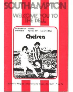 Southampton vChelsea official programme 06/04/1974