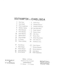 Southampton v Chelsea official teamsheet