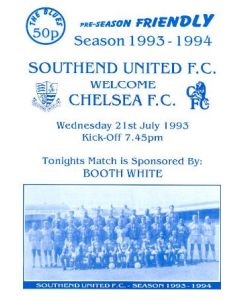Southend vChelsea official programme 21/07/1993 pre-season friendly