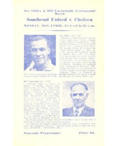Southend vChelsea official programme 30/04/1956