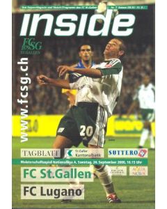 St. Gallen v Lugano official programme 24/09/2000 joined programme with St. Gallen vChelsea