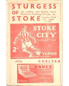 Stoke City vChelsea official programme Season 1951-1952