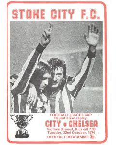 Stoke City vChelsea official programme 22/10/1974
