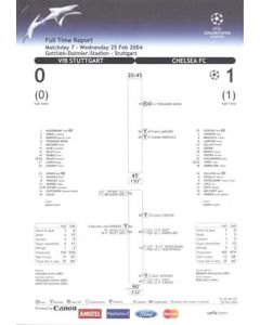 Stuttgart v Chelsea Full Time Report 25/02/2004 Chamions League