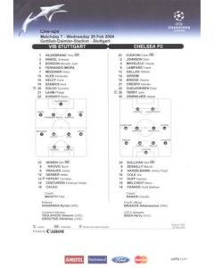 Stuttgart v Chelsea line-ups 25/02/2004 Chamions League