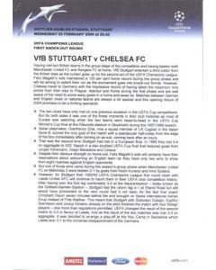 Stuttgart v Chelsea press pack without folder 25/02/2004 Chamions League