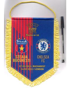 Steaua Bucharest v Chelsea 07/03/2013 and Chelsea v Steaua 14/03/2013 UEFA Europa League pennant, red stripped and blue background