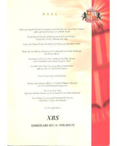 Sunderland v Chelsea menu Directors Suite 2000-2001