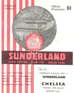 Sunderland vChelsea official programme 14/01/1967