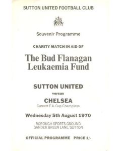 Sutton United vChelsea official programme 05/08/1970