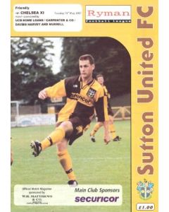 Sutton United vChelsea XI official programme 15/05/2001 friendly match