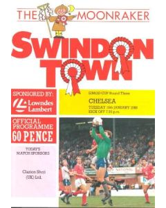 Swindon Town vChelsea official programme 19/01/1988