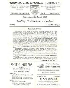 Tooting & Mitcham vChelsea official programme 18/08/1965