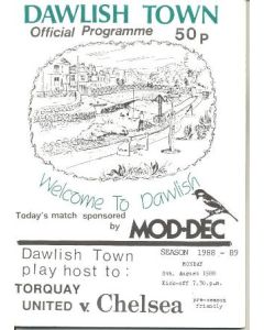 At Dawlish Town - Torquay United vChelsea friendly match official programme 08/08/1988