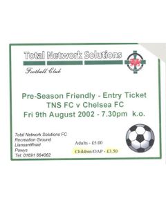 Total Network Solutions v Chelsea ticket 09/08/2002 Pre-Season Friendly, in very good condition