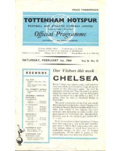 Tottenham Hotspur vChelsea official programme 01/02/1964