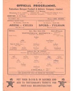 Tottenham Hotspur vChelsea official programme 02/03/1946