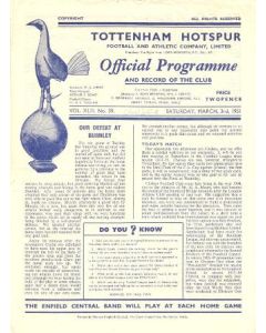 Tottenham Hotspur vChelsea official programme 03/03/1951