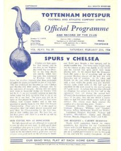 Tottenham Hotspur vChelsea official programme 25/02/1956