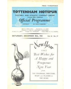 Tottenham Hotspur vChelsea official programme 30/12/1961