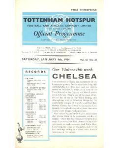 Tottenham Hotspur vChelsea official programme 04/01/1964
