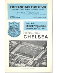 Tottenham Hotspur vChelsea official programme 11/12/1965