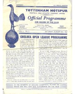 Tottenham Hotspur vChelsea official programme 24/08/1957