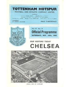 Tottenham Hotspur vChelsea official programme 24/10/1964
