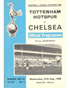 Tottenham Hotspur vChelsea official programme 27/08/1969