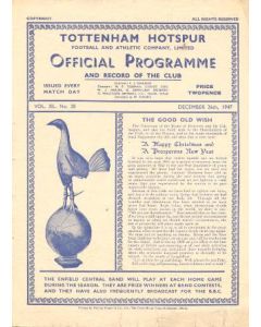 Tottenham Hotspur vChelsea Reserves official programme 26/12/1947