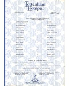 Tottenham Hotspur v Chelsea Reserves official teamsheet 18/03/1996 Football Combination