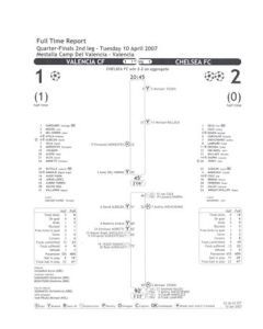Valencia v Chelsea Full Time Report black & white 10/04/2007 Champions League