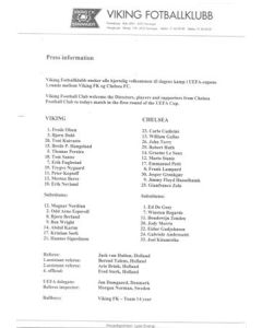 Viking v Chelsea Press Information 03/10/2002