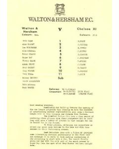 Walton & Hersham vChelsea XI official programme August 1995