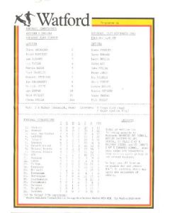 Watford Reserves vChelsea Reserves official programme 21/09/1985
