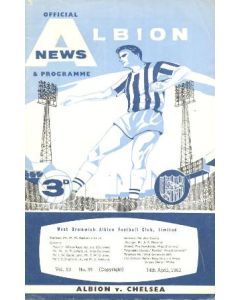 West Bromwich Albion v Chelsea official programme 14/04/1962