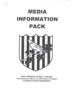 West Bromwich Albion v Chelsea 16/03/2003 Media Information Pack