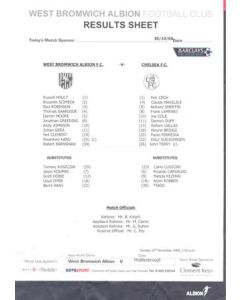 West Bromwich Albion v Chelsea menu 30/10/2004 Premier League