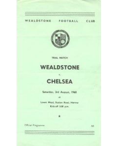 Wealdstone vChelsea official programme 03/08/1968
