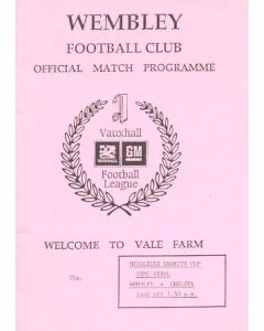 Wembley vChelsea official programme 1989-1990 Middlesex Charity Cup Semi-Final