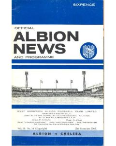 West Bromwich Albion vChelsea official programme 12/11/1966