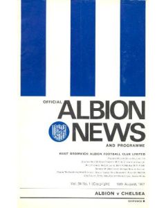 West Bromwich Albion vChelsea official programme 19/08/1967